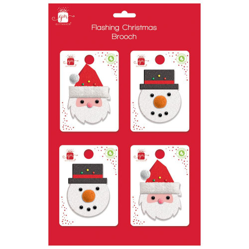 Christmas Flashing LED Brooches (Assorted)