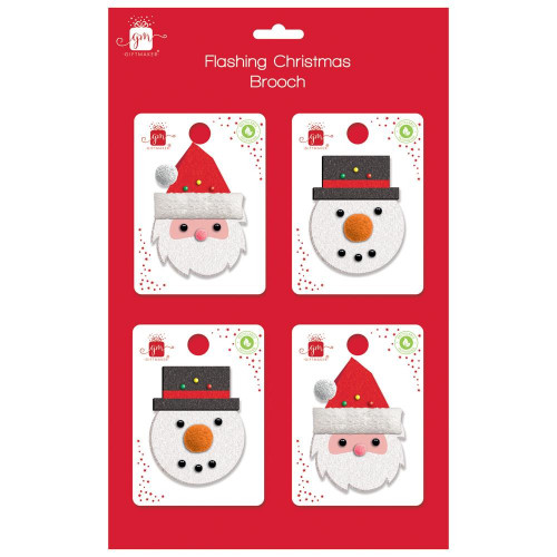 Christmas Flashing LED Brooches (Assorted) Christmas Flashing LED Brooches (Assorted)