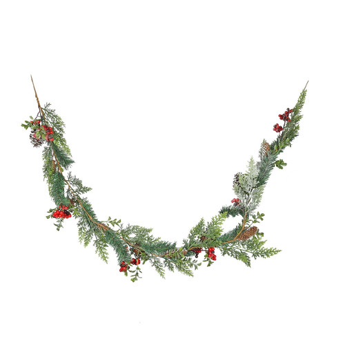 Foliage, Red Berries & Cones Garland (L183cm) Foliage, Red Berries & Cones Garland (L183cm)
