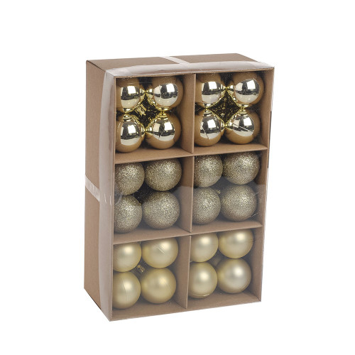 Champagne Baubles Assorted Pack (4cm) (48 pieces)