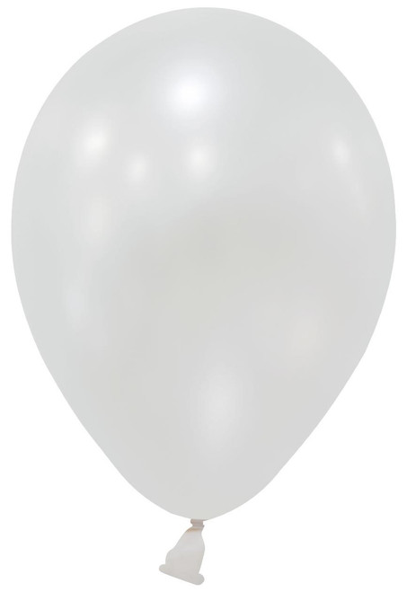White Metallic Round Shape Latex Balloon - 5 inch (Pk 100)