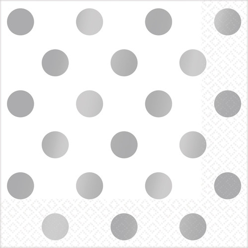 Metallic Silver Hot Stamped Luncheon Napkins (33cm)