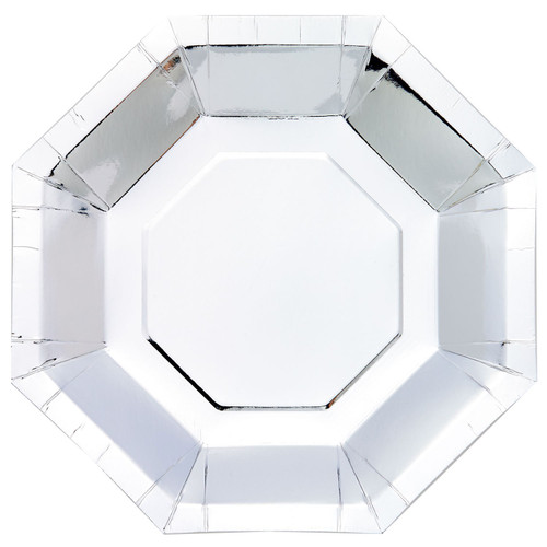 Metallic Silver Octagonal Plates (23cm) Metallic Silver Octagonal Plates (23cm)