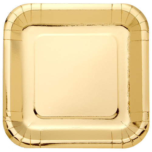 Metallic Gold Square Plates (23cm)