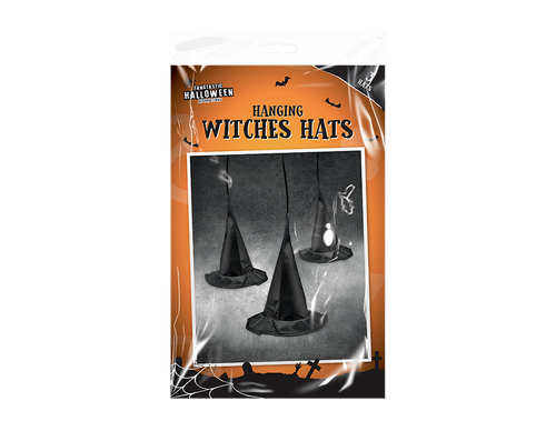 Pack of 3 Hanging Witch Hat Decorations (20cm) Pack of 3 Hanging Witch Hat Decorations (20cm)