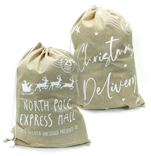 Hessian Style Christmas Printed Sack (Assorted) Hessian Style Christmas Printed Sack (Assorted)