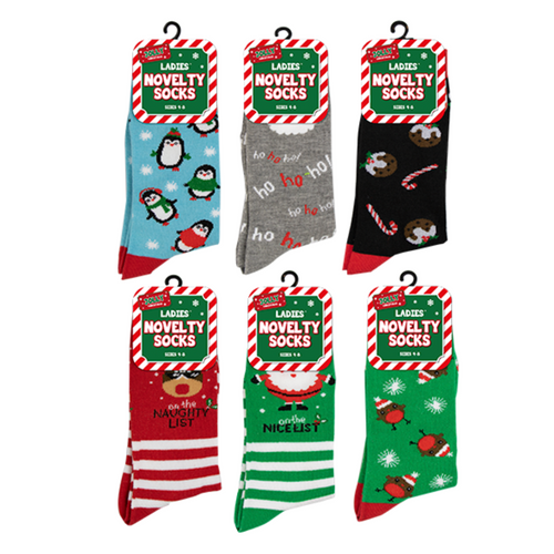 Ladies Novelty Chistmas Socks (Assorted Designs)