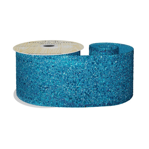 Turquoise Glitter Wired Ribbon (63mm x 10 yards) Turquoise Glitter Wired Ribbon (63mm x 10 yards)