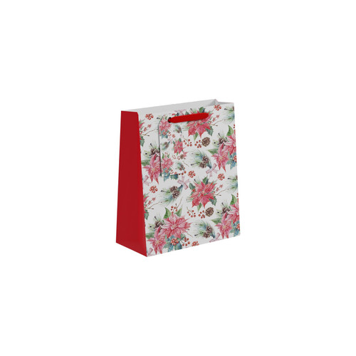Christmas & Poinsettia Gift Bag (Medium) 