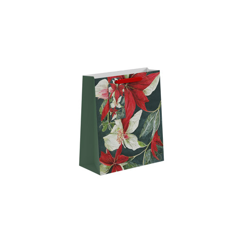 Red & White Poinsettia Gift Bag (Medium)