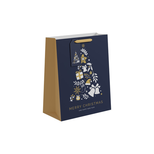 Blue & Gold Christmas Tree Gift Bag (Large)