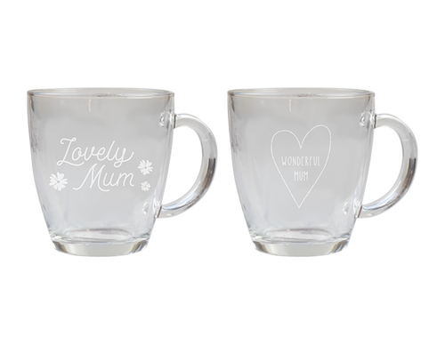 Mothers Day Printed Glass Coffee Cup (350ml) (Assorted Designs)