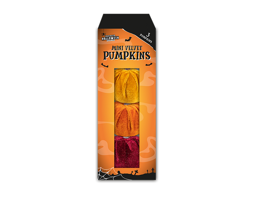 Halloween Mini Velvet Pumpkin Decorations (Pack of 3) Halloween Mini Velvet Pumpkin Decorations (Pack of 3)
