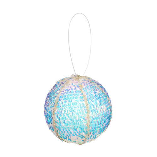 Iridescent Blue Sequin Covered Bauble (12cm) Iridescent Blue Sequin Covered Bauble (12cm)