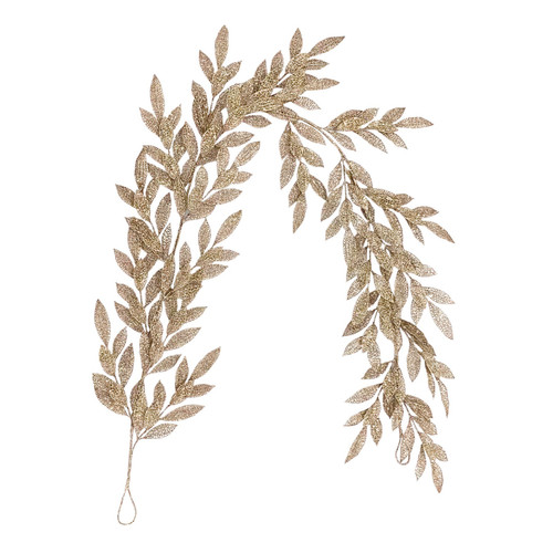 Gold Glitter Leaf Garland (183cm) Gold Glitter Leaf Garland (183cm)