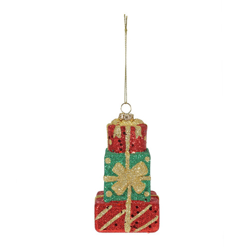 Red and Green Stacked Gifts Hanging Decoration (11cm) Red and Green Stacked Gifts Hanging Decoration (11cm)