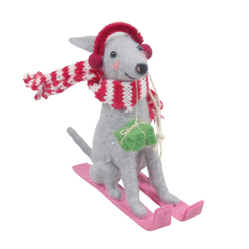 Felt Dog on Skis Hanging Decoration (11cm) Felt Dog on Skis Hanging Decoration (11cm)