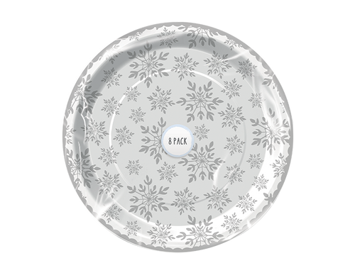 Foil Snowflake Paper Plates (8 Pack)
