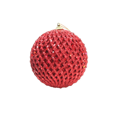 Bauble Glitter/Sequin Red (Dia10cm) Bauble Glitter/Sequin Red (Dia10cm)