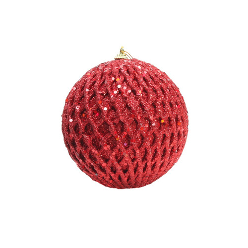 Bauble Glitter/Sequin 12cm Red Bauble Glitter/Sequin 12cm Red