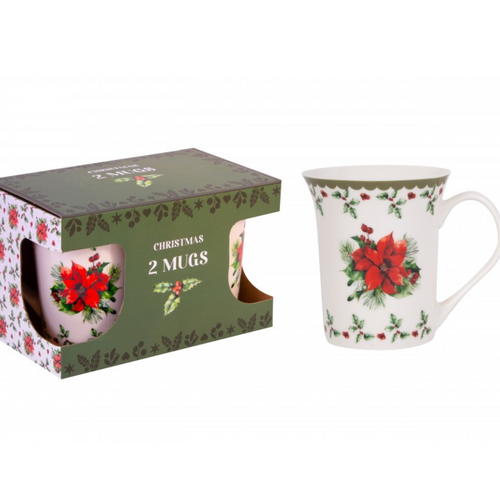 Christmas Holly China Mugs (Set of 2) Christmas Holly China Mugs (Set of 2)