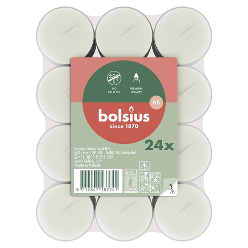 Bolsius Clear Cup Tealights - White (24 Pack) Bolsius Clear Cup Tealights - White (24 Pack)