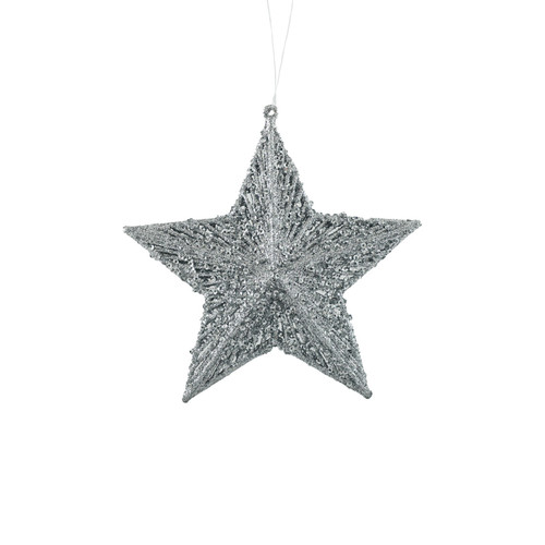 Glitter Star Hanging Decoration - Silver (15cm) Glitter Star Hanging Decoration - Silver (15cm)