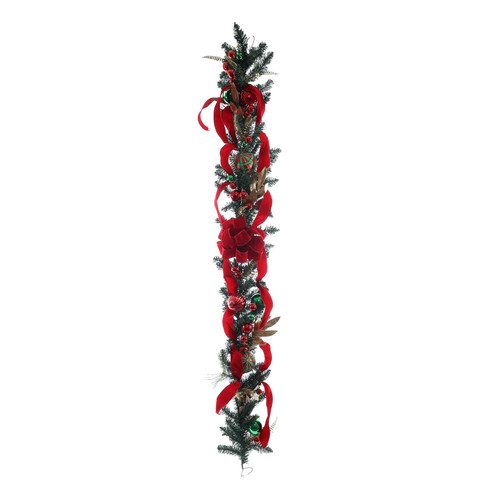 Luxury Festive Garland Red & Green Baubles (180cm) Luxury Festive Garland Red & Green Baubles (180cm)