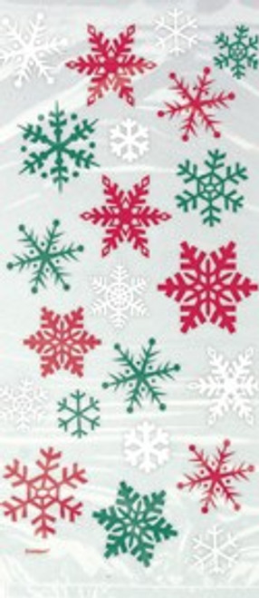 Red and Green Snowflake Cellophane Bags Red and Green Snowflake Cellophane Bags
