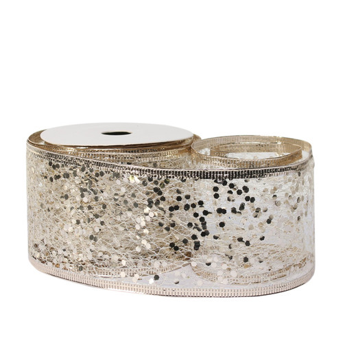 Champagne Glitter mesh ribbon 63mm x 10 yards Champagne Glitter mesh ribbon 63mm x 10 yards