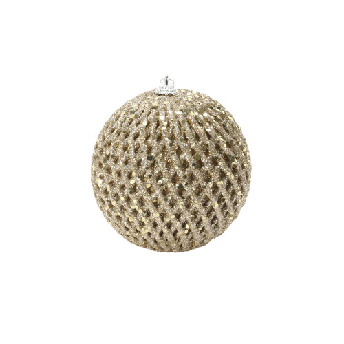 Champagne Glitter and Sequin Bauble (Dia10cm) Champagne Glitter and Sequin Bauble (Dia10cm)