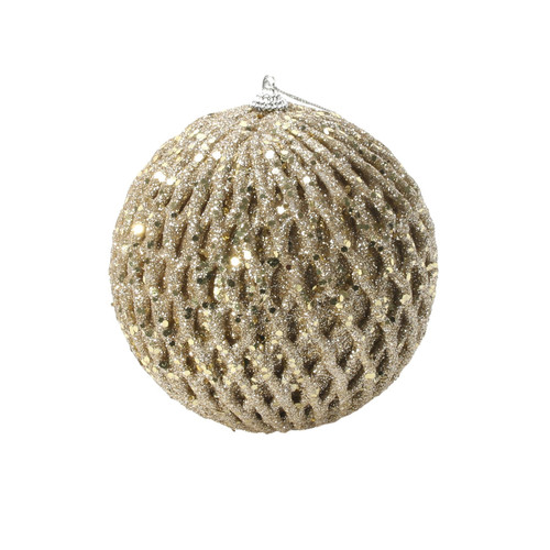 Champagne Glitter and Sequin Bauble (Dia12cm) Champagne Glitter and Sequin Bauble (Dia12cm)