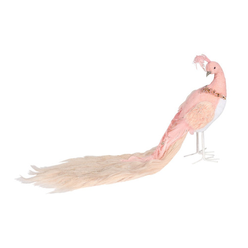 Pale Pink Velvet Peacock (35cm) Pale Pink Velvet Peacock (35cm)