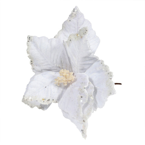 Velvet Poinsettia with Glitter Edge (Dia24cm) Velvet Poinsettia with Glitter Edge (Dia24cm)