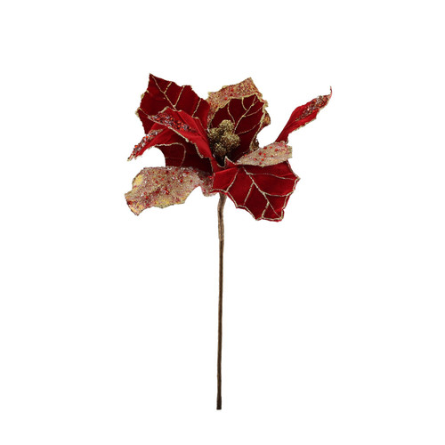 Poinsettia Pick - Red & Gold Poinsettia Pick - Red & Gold