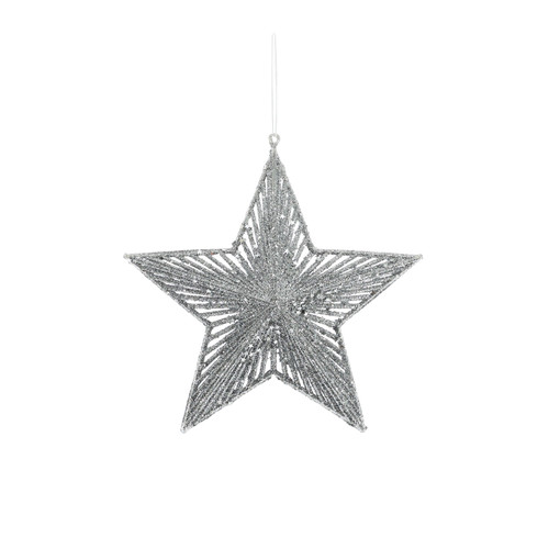 Glitter Star Hanging Decoration - Silver (20cm) Glitter Star Hanging Decoration - Silver (20cm)