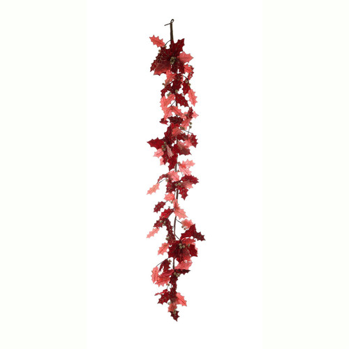 Holly Leaves Garland- Red & Gold (182cm) Holly Leaves Garland- Red & Gold (182cm)
