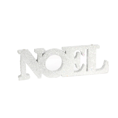 Silver Glitter Noel Hanging Decoration (L25cm H8.5cm) Silver Glitter Noel Hanging Decoration (L25cm H8.5cm)