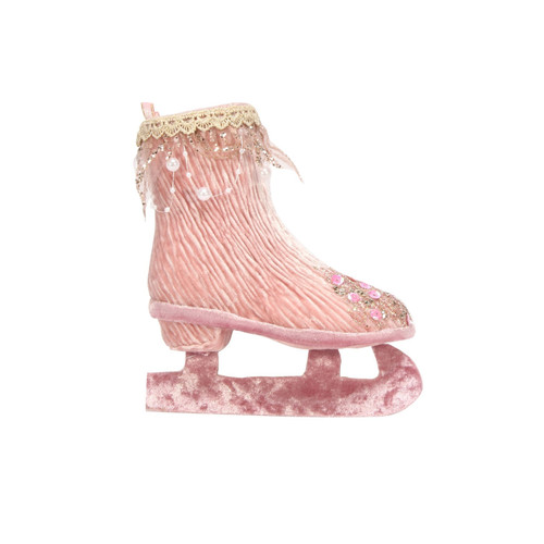 Ice Skate Hanging Pink Velvet Decoration (16cm) Ice Skate Hanging Pink Velvet Decoration (16cm)