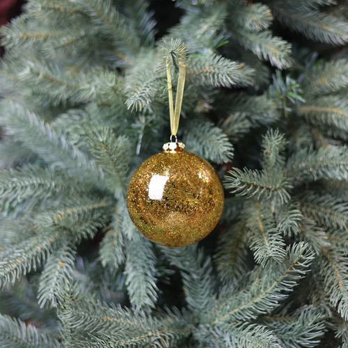 Anique Gold Glass Soleo Bauble (10cm) Anique Gold Glass Soleo Bauble (10cm)