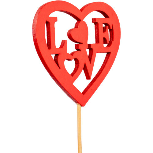Red Wooden Love Heart Pick  - Discontinued