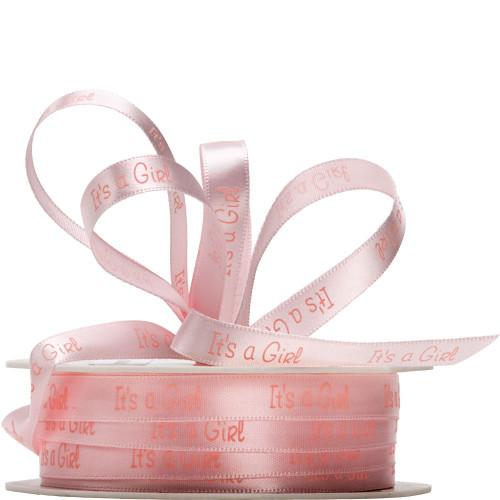Pink Its a Girl Satin Ribbon 10mm Pink Its a Girl Satin Ribbon 10mm