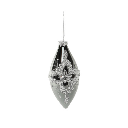 Glass Pewter Teardrop Bauble (16cm) Glass Pewter Teardrop Bauble (16cm)