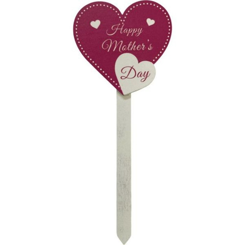 Pink Happy Mothers Day Heart Pick Pink Happy Mothers Day Heart Pick