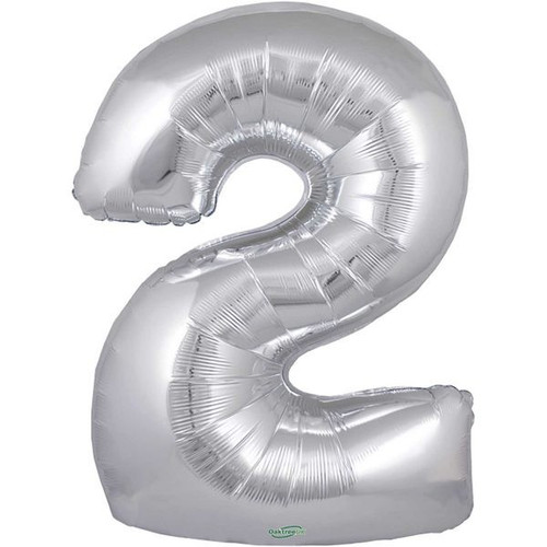 34 Inch Number Balloon - 2 - Silver