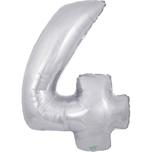 34 Inch Number Balloon - 4 - Silver