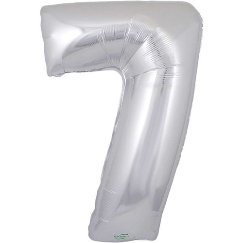 34 Inch Number Balloon - 7 - Silver