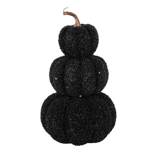 Black Beaded 3 Pumpkin Stack (34cm)