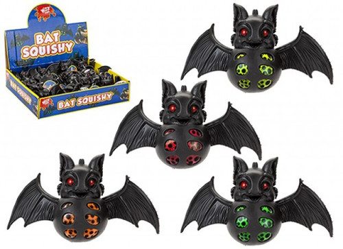 Black Bat Squishy with Neon Bead Toy Black Bat Squishy with Neon Bead Toy