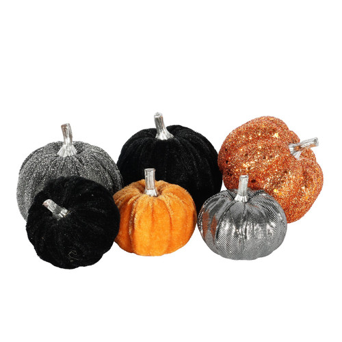 Sparkly Velvet Assorted Pumpkins (Pack of 9) Sparkly Velvet Assorted Pumpkins (Pack of 9)